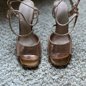 Metallic Rose Gold Strappy Stiletto Sandals